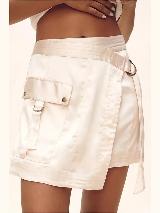 Anthropologie Dresses & Skirts - Anthropologie Silky Satin-Cream Utility Wrap Utility Skirt Belt Size 4 Small